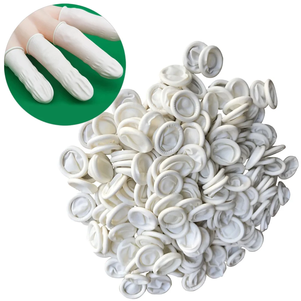 300pcs Disposable Nail Art Finger Cots Latex Fingertips Protective Cover Small Protector DIY Manicure Tool (White)