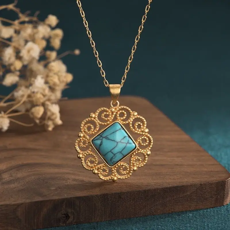 Neck Necklace 2021 Trend Turquoises Vintage Pendant Necklace Natural Stone Luxury Necklace Women's Neck Chains Gift for Mom
Neck Necklace 2021 Trend Turquoises Vintage Pendant Necklace Natural Stone Luxury Necklace Women's Neck Chains Gift for Mom