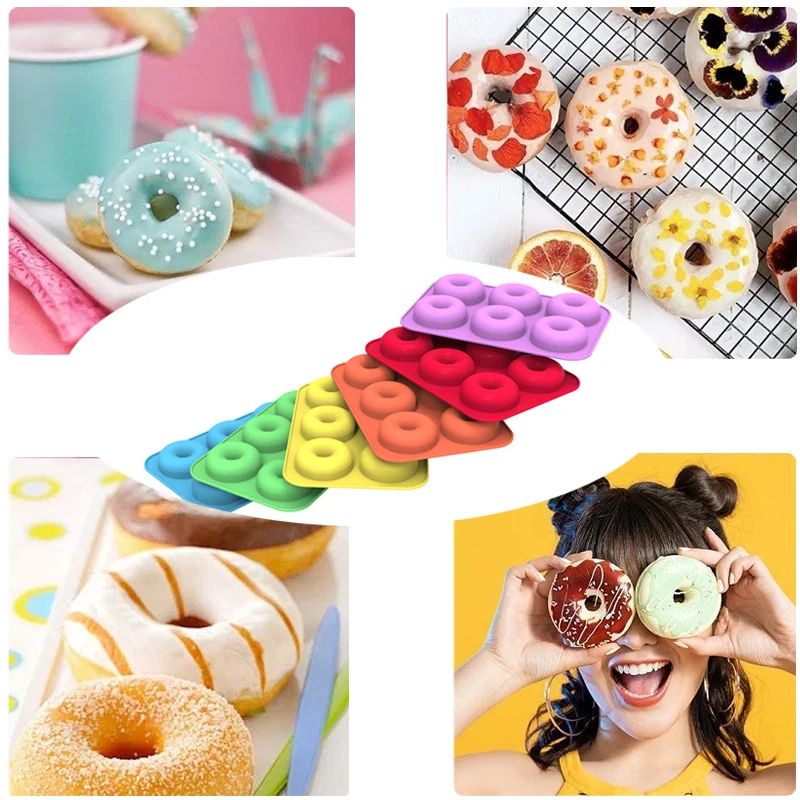 6 Cavity Donut Mold Silicone Non-stick Baking Tray Heat-resistant Reusable Folded Donuts Maker Colorful Soft Dessert Making Tool
6 Cavity Donut Mold Silicone Non-stick Baking Tray Heat-resistant Reusable Folded Donuts Maker Colorful Soft Dessert Making Tool