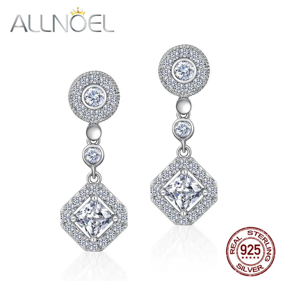 Женские серьги ALLNOEL, серьги из стерлингового серебра 925 пробы с белым цирконием и драгоценными камнями, ювелирные украшения для свадьбы 
Женские серьги ALLNOEL, серьги из стерлингового серебра 925 пробы с белым цирконием и драгоценными камнями, ювелирные украшения для свадьбы