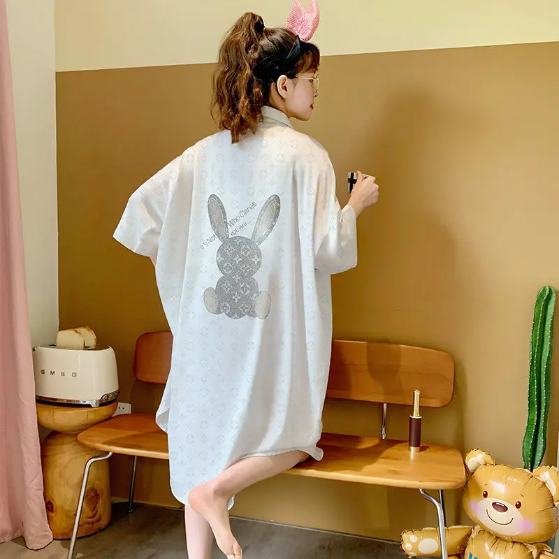 Women's Pajamas Set V Neck Design Luxury Cartoon rabbit Print Kawaii Sleepwear Silk Like Home Clothes Nightwear satin
Women's Pajamas Set V Neck Design Luxury Cartoon rabbit Print Kawaii Sleepwear Silk Like Home Clothes Nightwear satin