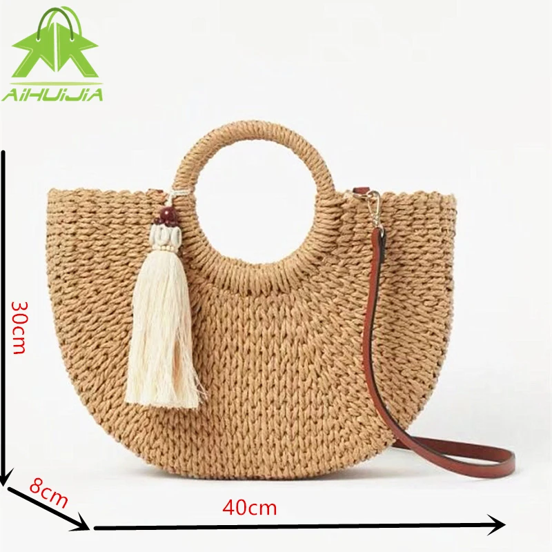 Fashion Womens Straw Hand-woven Messenger Bags Bohemian Shoulder Bag 2021 Summer New Moon Shape Seaside Resort Women Tote Bag
Fashion Womens Straw Hand-woven Messenger Bags Bohemian Shoulder Bag 2021 Summer New Moon Shape Seaside Resort Women Tote Bag