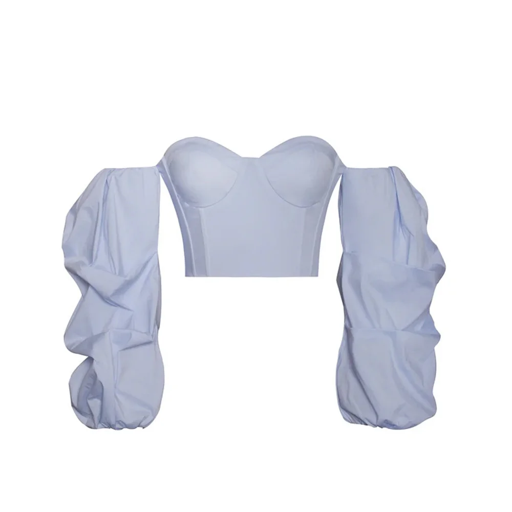 2020 Women's Autumn Irregular Sexy Fashion Short Top Off Shoulder Blusas Long Stacked Sleeve Blue White Blouses Casual Bustier
2020 Women's Autumn Irregular Sexy Fashion Short Top Off Shoulder Blusas Long Stacked Sleeve Blue White Blouses Casual Bustier