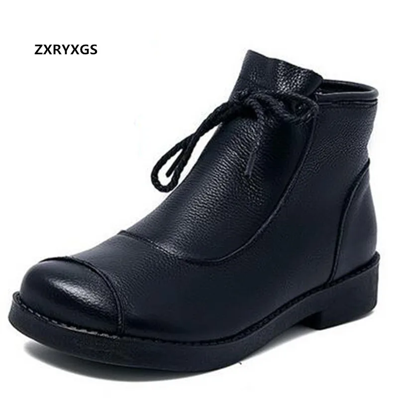 Женские ботинки из мягкой воловьей кожи, зимние однотонные ботинки в римском стиле, удобные теплые ботинки на плоской мягкой подошве, 2022 
Женские ботинки из мягкой воловьей кожи, зимние однотонные ботинки в римском стиле, удобные теплые ботинки на плоской мягкой подошве, 2022