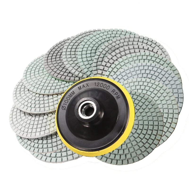 15Pcs/Set 4 Inch 30-6000 Grit Diamond Polishing Pads With Backer Pad REP Sticks Stone Wet Dry Granite Concrete Marble Tools
15Pcs/Set 4 Inch 30-6000 Grit Diamond Polishing Pads With Backer Pad REP Sticks Stone Wet Dry Granite Concrete Marble Tools