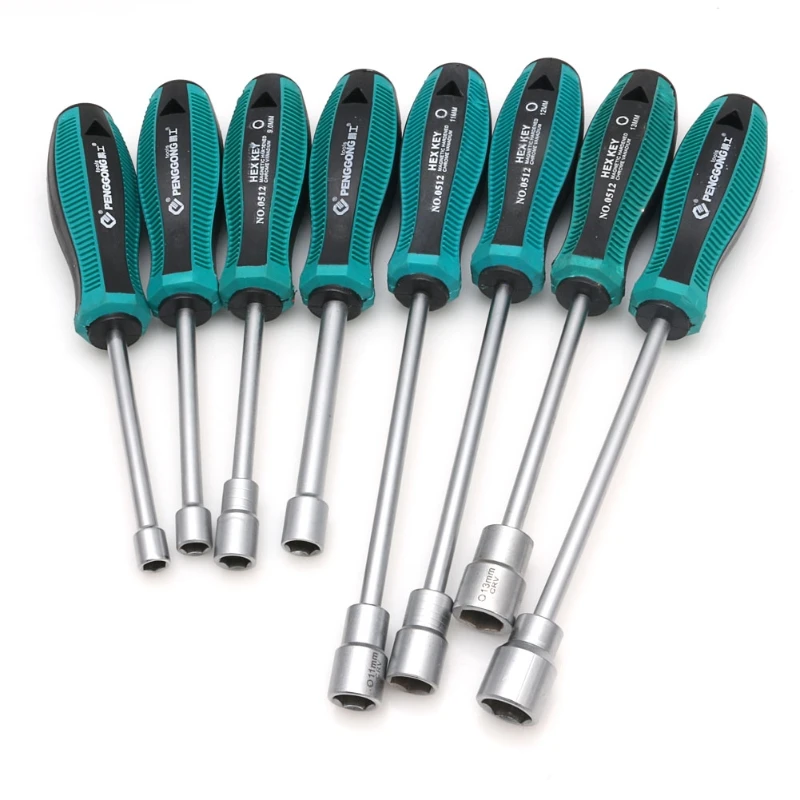 

3/3.5/4/4.5/ 5/5.5/6/7/8/9/10/1/12/13/14mm Metal Socket Driver Hex Nut Key Wrench Screwdriver Nutdriver Hand Tool