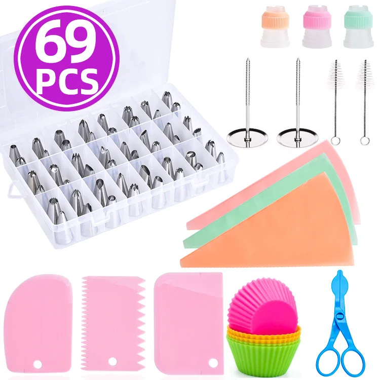 68PCS/set DIY Kitchen Baking Cake Decorating Tool Silicone Icing Piping Cream Pastry Bag Stainless Steel Nozzle Converter Tools
68PCS/set DIY Kitchen Baking Cake Decorating Tool Silicone Icing Piping Cream Pastry Bag Stainless Steel Nozzle Converter Tools