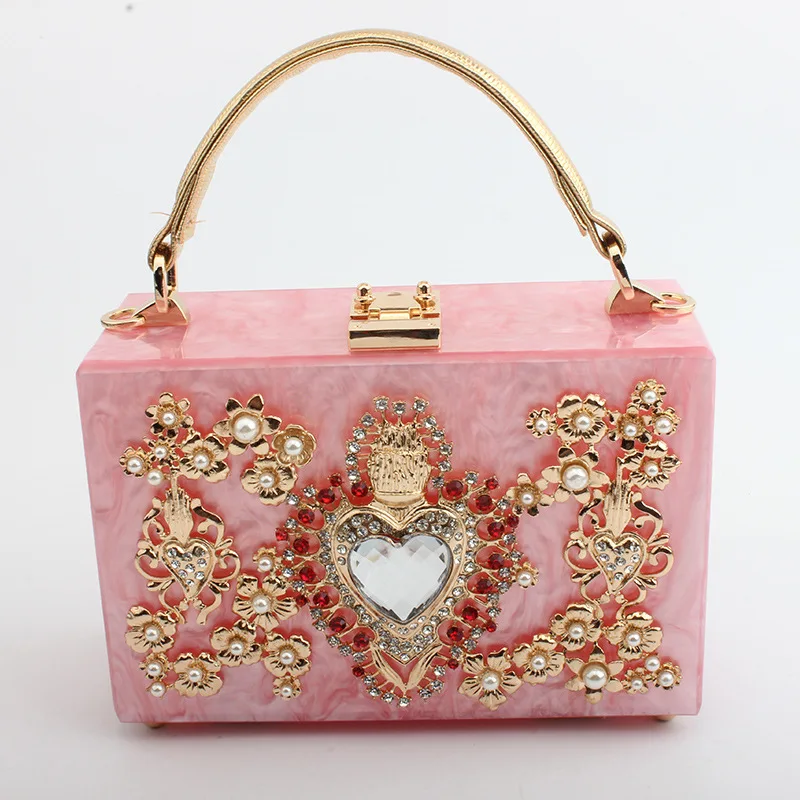 Luxury Acrylic Box Evening Clutch Bags Women Diamond Handbag for Female Shoulder Bag Dinner Pearl Heart-shaped Purse
Luxury Acrylic Box Evening Clutch Bags Women Diamond Handbag for Female Shoulder Bag Dinner Pearl Heart-shaped Purse
