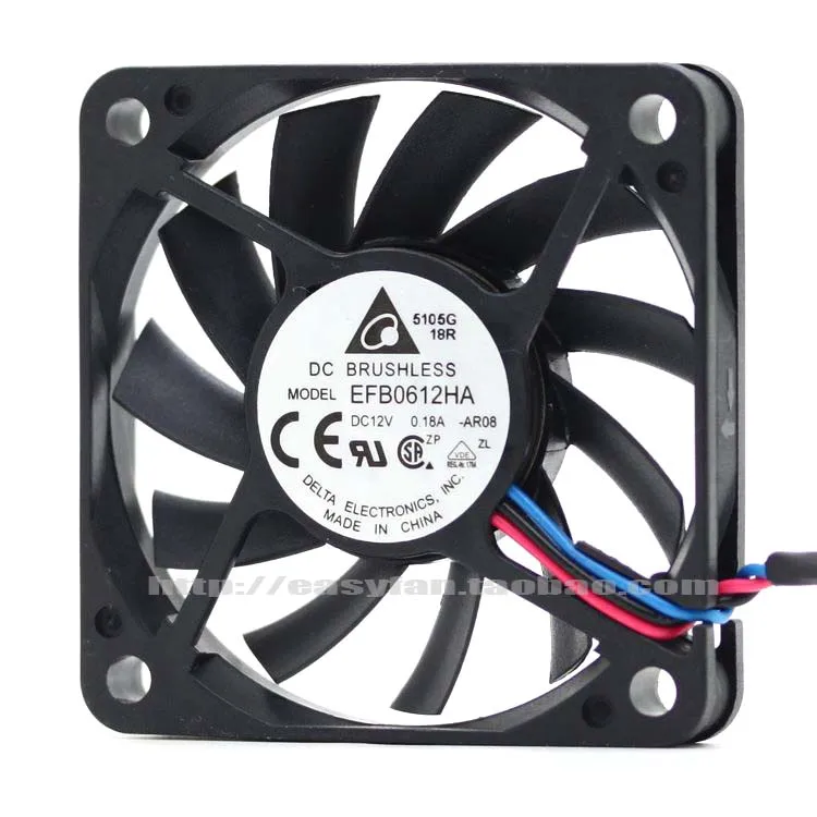 Delta 6CM EFB0612HA -AR08 6010 12V 0.18A Ultra-Thin Dual Ball Cooling Fan 60x60x10mm Cooler
Delta 6CM EFB0612HA -AR08 6010 12V 0.18A Ultra-Thin Dual Ball Cooling Fan 60x60x10mm Cooler