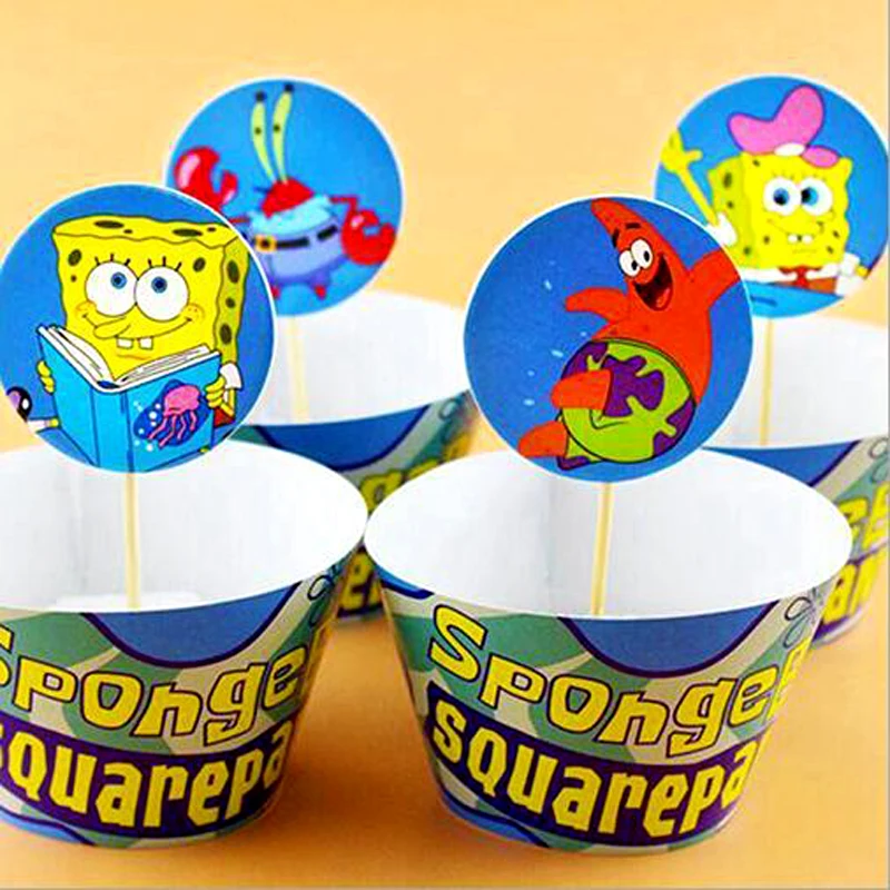 Happy Birthday Wrappers Decoration Baby Shower Party Cupcake Toppers Cake Boys Favors Supplies Spongeboo Theme 12PCS/lot
Happy Birthday Wrappers Decoration Baby Shower Party Cupcake Toppers Cake Boys Favors Supplies Spongeboo Theme 12PCS/lot