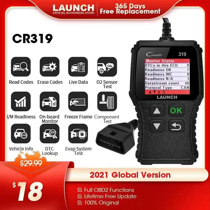 Launch Creader 319 OBD2 сканер автомобильный считыватель кодов OBDII OBD 2 сканирующий инструмент Проверка кода неисправности двигателя чтение cr319
Launch Creader 319 OBD2 сканер автомобильный считыватель кодов OBDII OBD 2 сканирующий инструмент Проверка кода неисправности двигателя чтение cr319