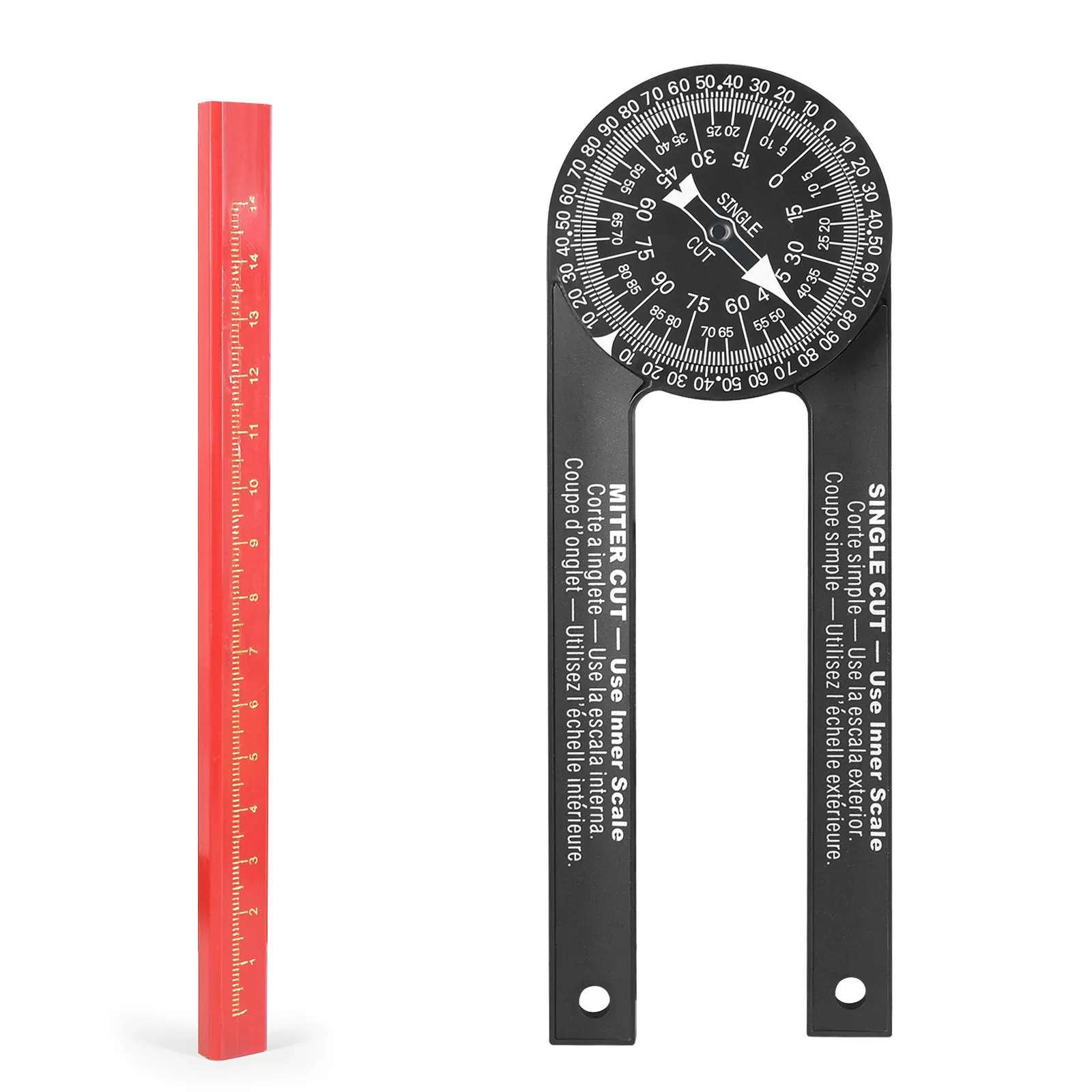 360 Degree Miter Saw Protractor Leveling Bubble Angle Finder Miter Carpenter Pencil Tester Woodworking Measuring Gauging Tools
360 Degree Miter Saw Protractor Leveling Bubble Angle Finder Miter Carpenter Pencil Tester Woodworking Measuring Gauging Tools