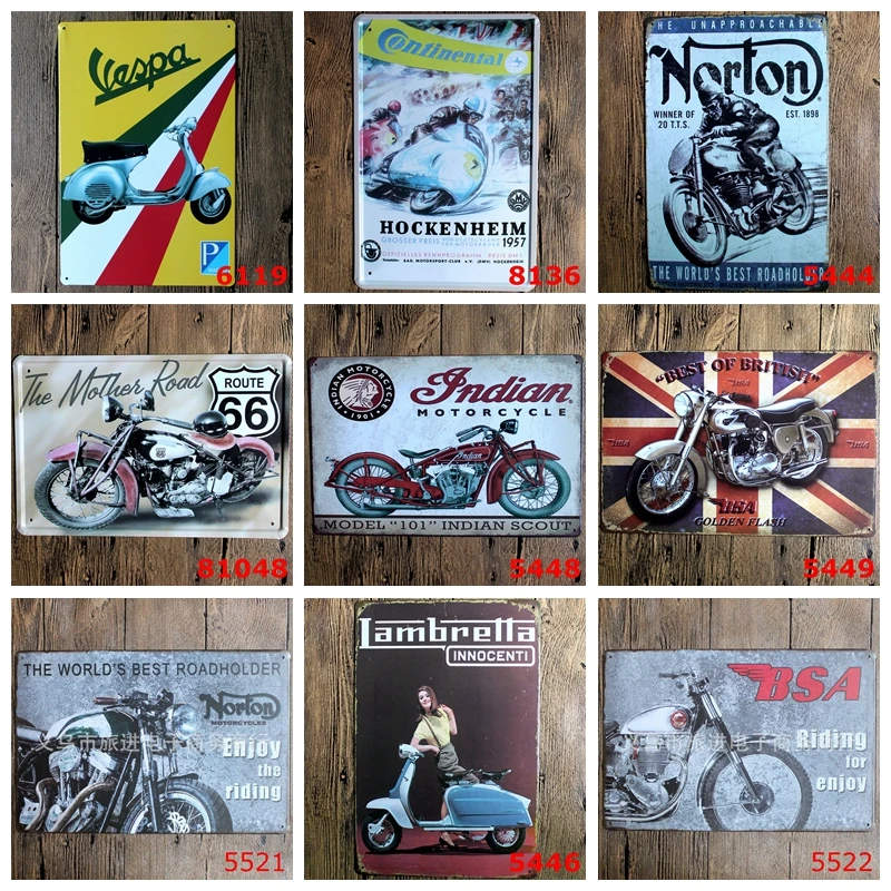 Vespa Electrombile Metal Poster Norton Motor Vintage Wall Art Painting Plaque Car Club Garage Home Decor Metal Tin Signs YN033
Vespa Electrombile Metal Poster Norton Motor Vintage Wall Art Painting Plaque Car Club Garage Home Decor Metal Tin Signs YN033