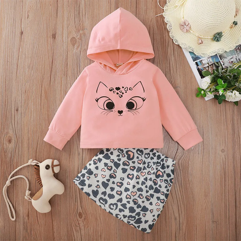 2021 Winter Children Sets Long Sleeve Hooded Print Cat Pink Hoodies Leopard Skirt Cute 2Pcs Girls Boys Clothes Sets 0-2T
2021 Winter Children Sets Long Sleeve Hooded Print Cat Pink Hoodies Leopard Skirt Cute 2Pcs Girls Boys Clothes Sets 0-2T