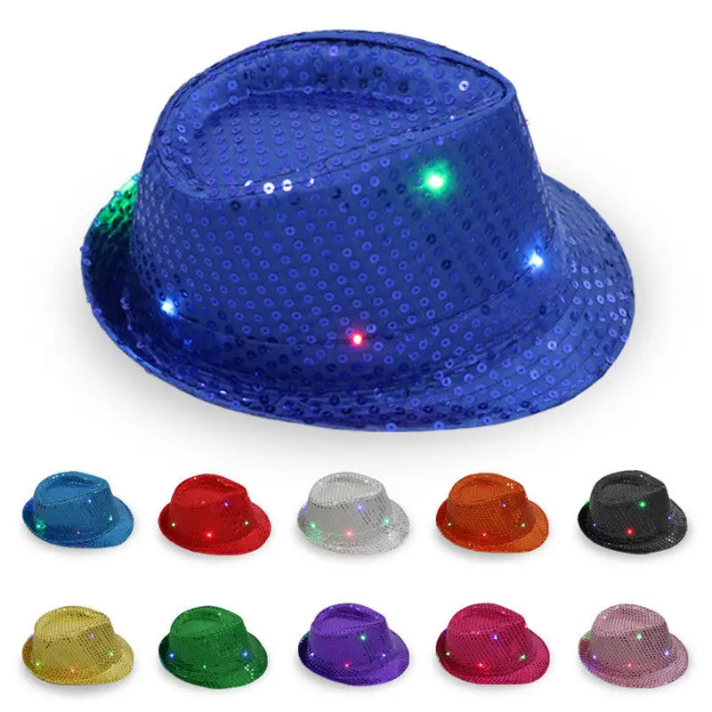 Светодиодная светящаяся джазовая шляпа с блестками в стиле ретро - купить по