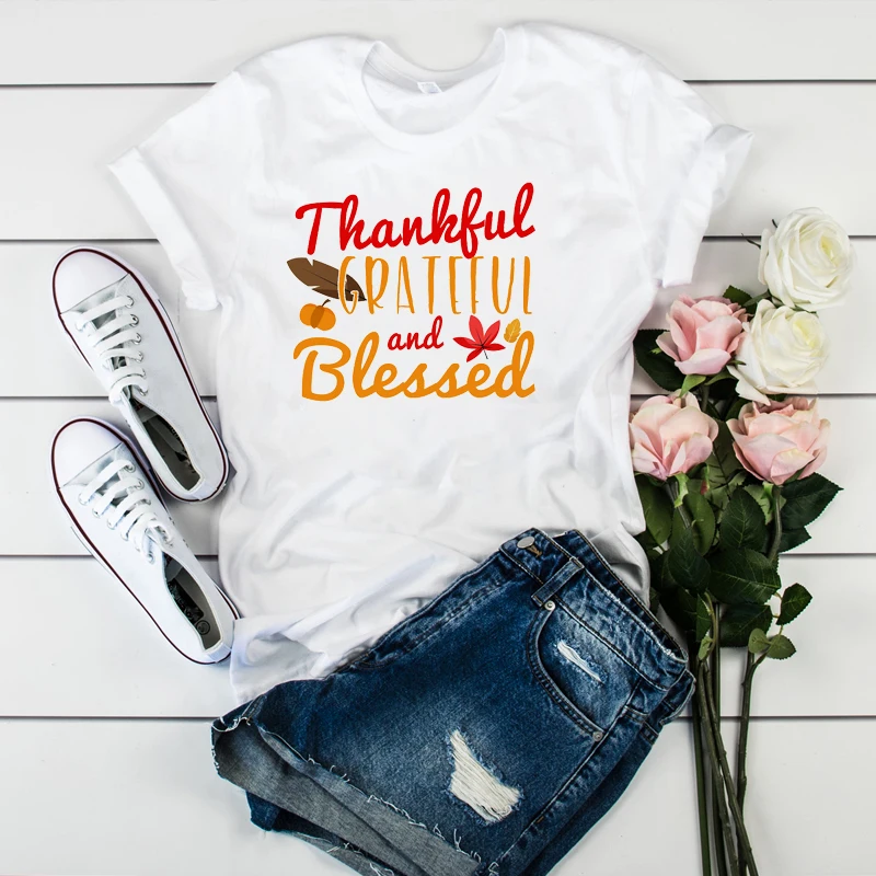 Women Lady T Shirt Thankful Grateful Blessed Thanksgiving Printed Tshirt Ladies Tee Shirt Female Tops Clothes Graphic T-shirt
Women Lady T Shirt Thankful Grateful Blessed Thanksgiving Printed Tshirt Ladies Tee Shirt Female Tops Clothes Graphic T-shirt