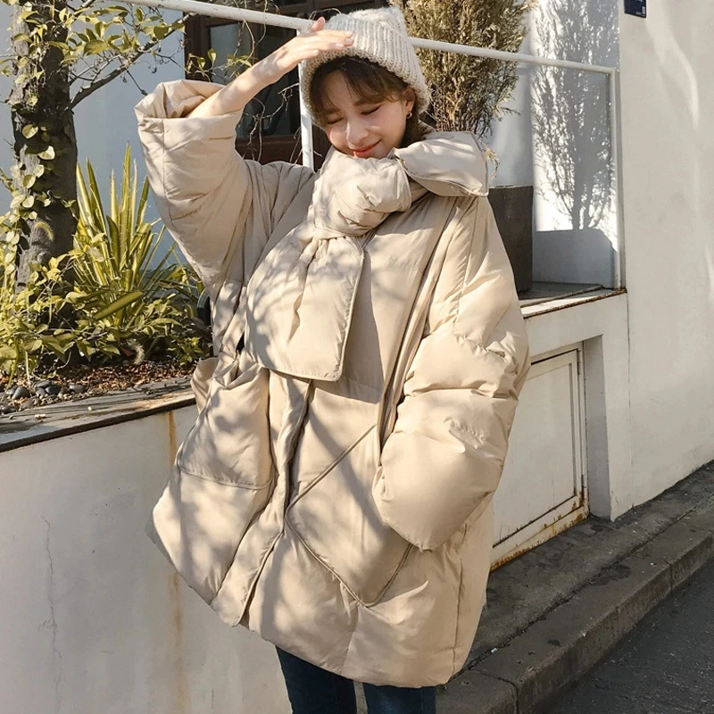 Oversize Women Duck Down Jacket with Scarf Solid Ladies Puffer Coat Winter Loose Pockets O Neck Thicken Warm Outwear Female
Oversize Women Duck Down Jacket with Scarf Solid Ladies Puffer Coat Winter Loose Pockets O Neck Thicken Warm Outwear Female