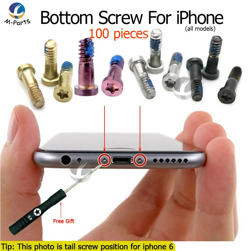 100 шт./лот нижний винт для iPhone 11 Pro Max 11Pro 11Max док станция + отвертка с 5 звездами