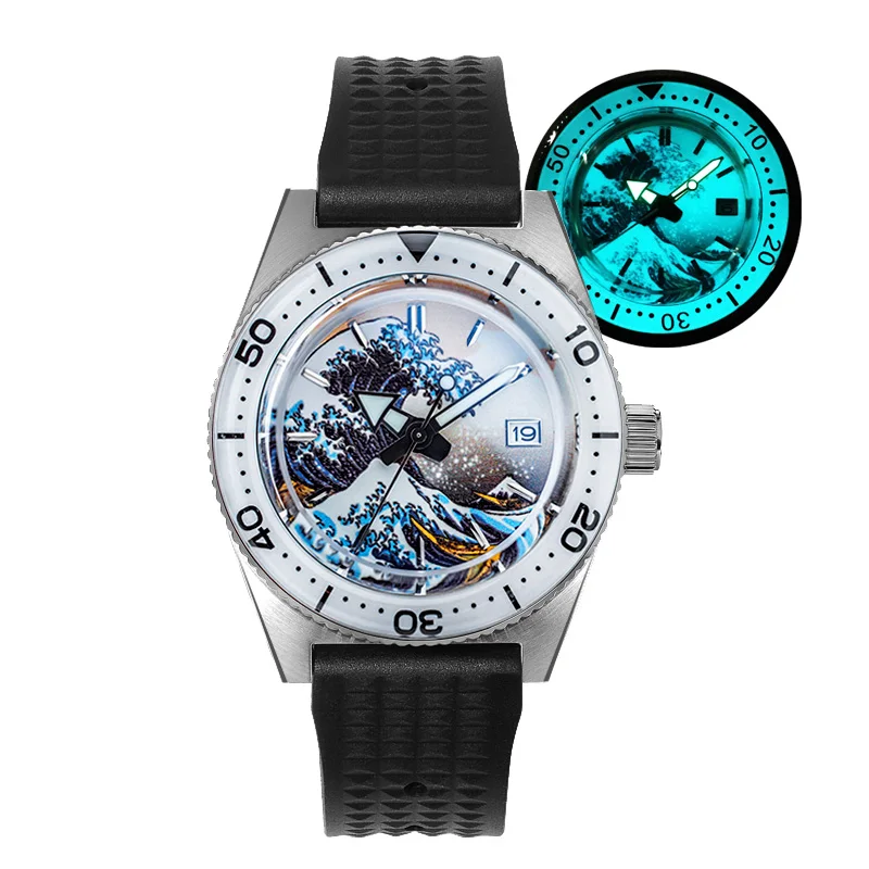 Cronos Mechanical Watch Automatic NH35 Diver Watches 20Bar Waterproof Sapphire Bezel Waffle Rubber Kanagawa Full Luminous Dial
Cronos Mechanical Watch Automatic NH35 Diver Watches 20Bar Waterproof Sapphire Bezel Waffle Rubber Kanagawa Full Luminous Dial