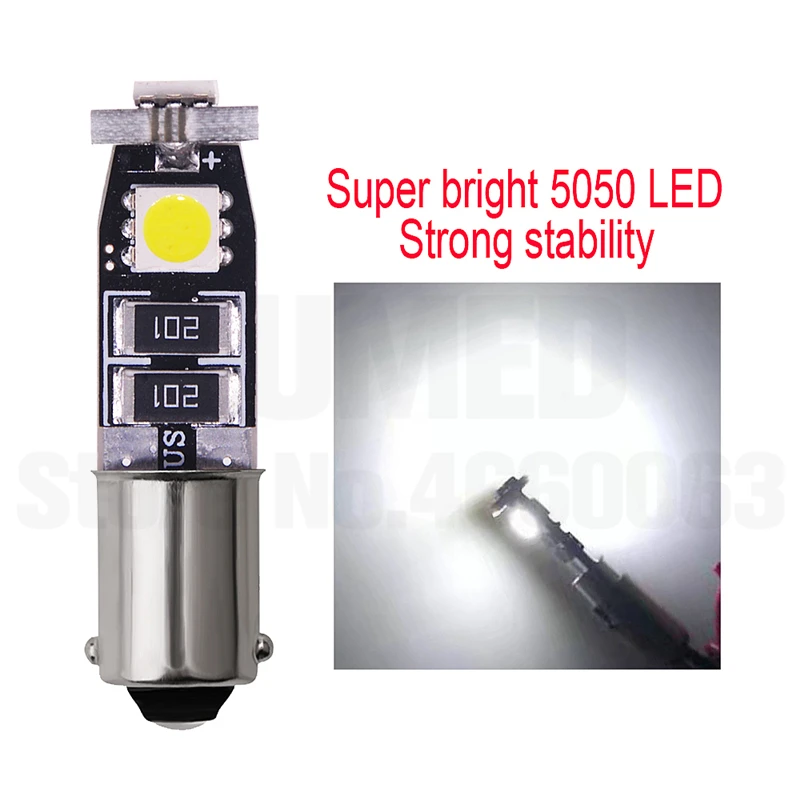 2x Car Bulbs BA9S T4W 5050 LED Canbus Lamps Error Free H6w Interior Lights 3SMD Source DC 12V
2x Car Bulbs BA9S T4W 5050 LED Canbus Lamps Error Free H6w Interior Lights 3SMD Source DC 12V