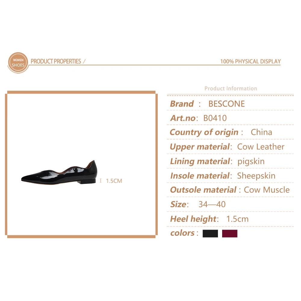 BESCONE Lady Flats High Quality Cow Leather Sexy Pointed Toe Fashion Lotus Leaf Design Shoes Shallow Comfortable Flats BO410
BESCONE Lady Flats High Quality Cow Leather Sexy Pointed Toe Fashion Lotus Leaf Design Shoes Shallow Comfortable Flats BO410