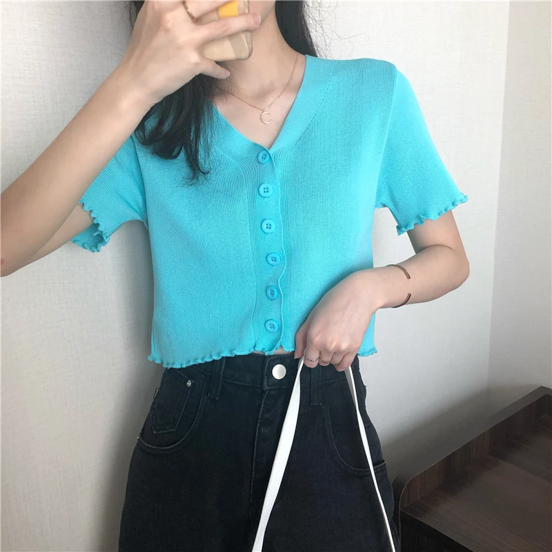 Western Style V-neck Cropped Taro Purple Top for Women Spring/Summer Korean Outerwear Thin Short Sleeve Knitted Cardigan for
Western Style V-neck Cropped Taro Purple Top for Women Spring/Summer Korean Outerwear Thin Short Sleeve Knitted Cardigan for