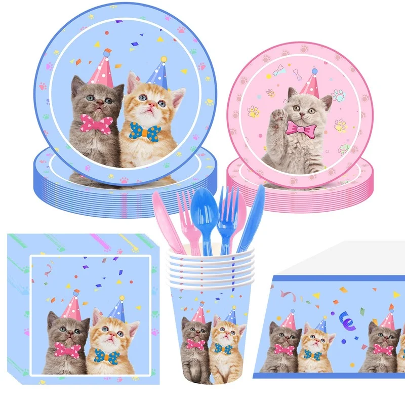 Pet Cat Theme Birthday Party Tableware Paper Cup Paper Plate Flag Pull Tablecloth Decoration Supplies
Pet Cat Theme Birthday Party Tableware Paper Cup Paper Plate Flag Pull Tablecloth Decoration Supplies