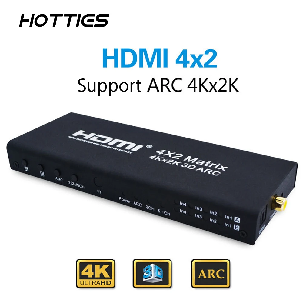 4x2 HDMI матричный переключатель выключатель делитель поддержка ARC 4K x 2K сплиттер