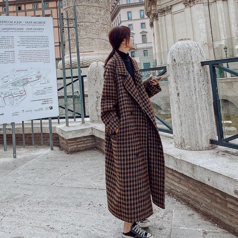 2021 Autumn Winter Plaid Woolen Coat Womens Loose Double Breasted Medium-length Outwear Jacket Casaco Feminino Loose Thicken New
2021 Autumn Winter Plaid Woolen Coat Womens Loose Double Breasted Medium-length Outwear Jacket Casaco Feminino Loose Thicken New