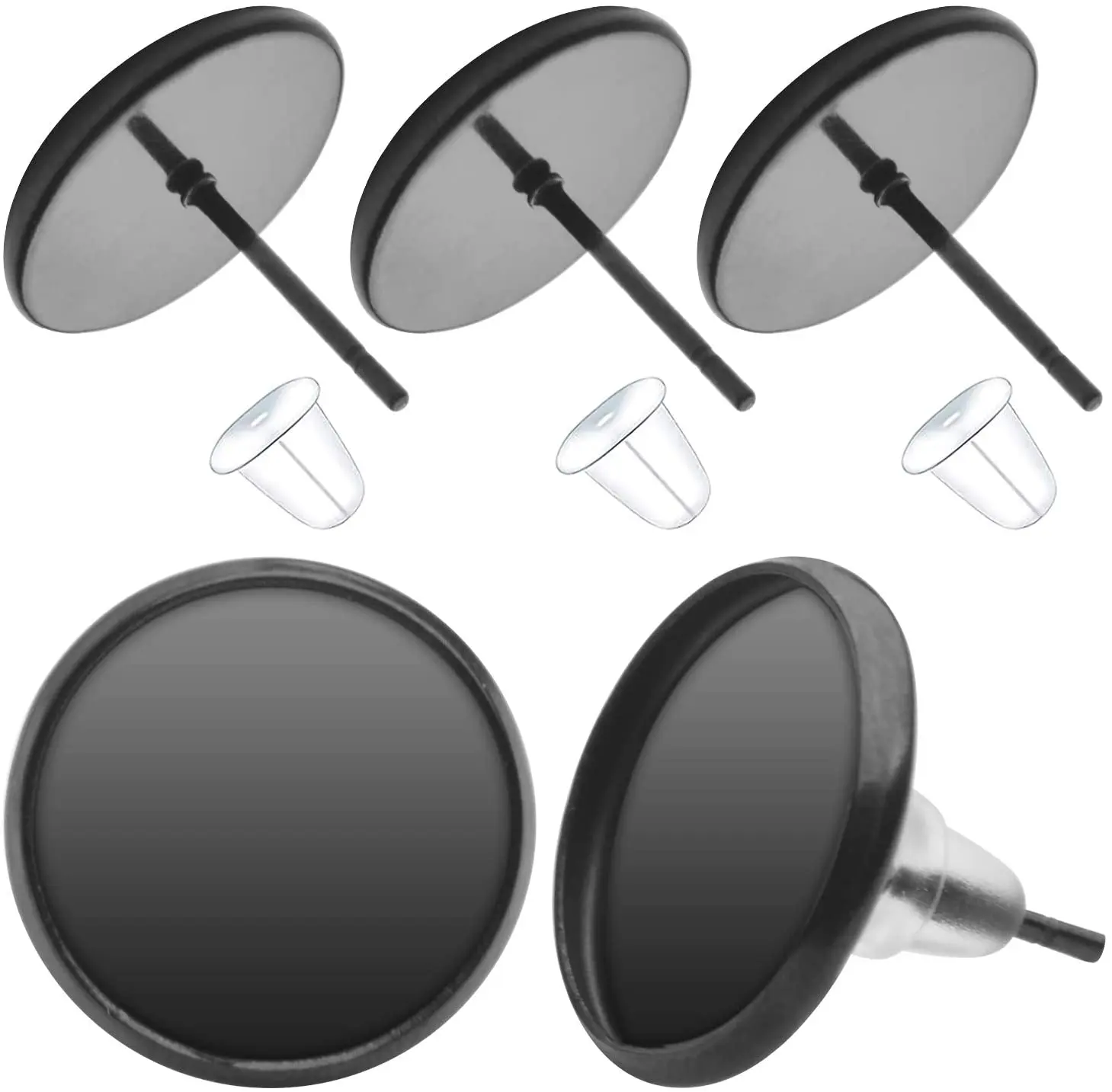 20 Pieces Cabochon Earring Settings 20 Pices Earring Safety Backs, Black Stainless Steel Stud Earring Cabochon Setting Post Cup
20 Pieces Cabochon Earring Settings 20 Pices Earring Safety Backs, Black Stainless Steel Stud Earring Cabochon Setting Post Cup