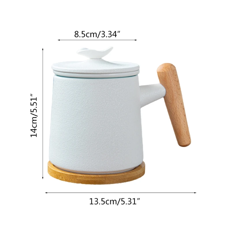 Sandalwood Handle Tea Mug, Chinese Ceramic Tea Cup, with Infuser and Lid, 400mlMugs for Women 
Sandalwood Handle Tea Mug, Chinese Ceramic Tea Cup, with Infuser and Lid, 400mlMugs for Women