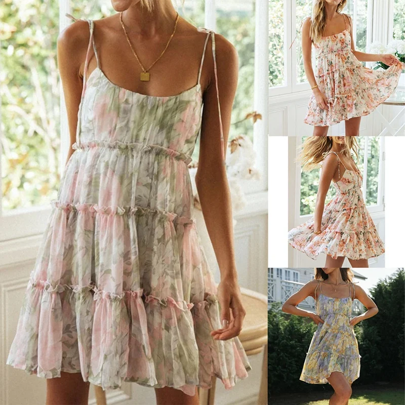 Hot kf-Women Dress A-Line High Waist Print Chiffon Short Dress Boho Dress Holiday Beach Dress Spaghetti Strap
Hot kf-Women Dress A-Line High Waist Print Chiffon Short Dress Boho Dress Holiday Beach Dress Spaghetti Strap
