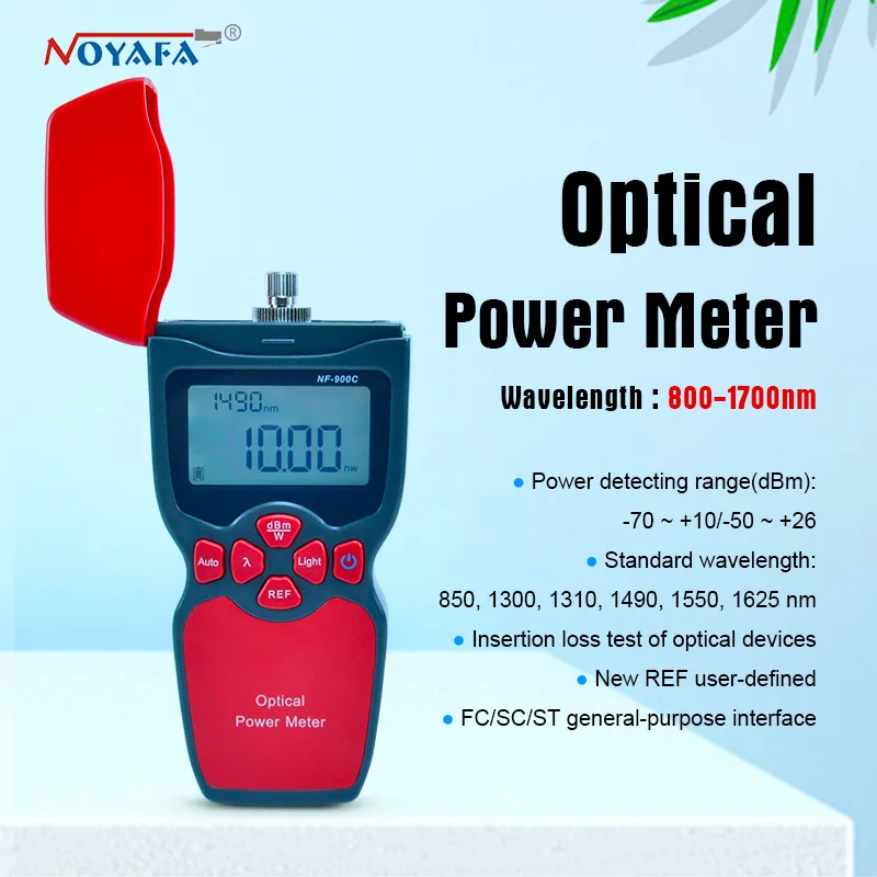 NF-900 handheld optical power meter to support 6 kinds of wavelength optical fiber measuring line loss test of optical devices
NF-900 handheld optical power meter to support 6 kinds of wavelength optical fiber measuring line loss test of optical devices