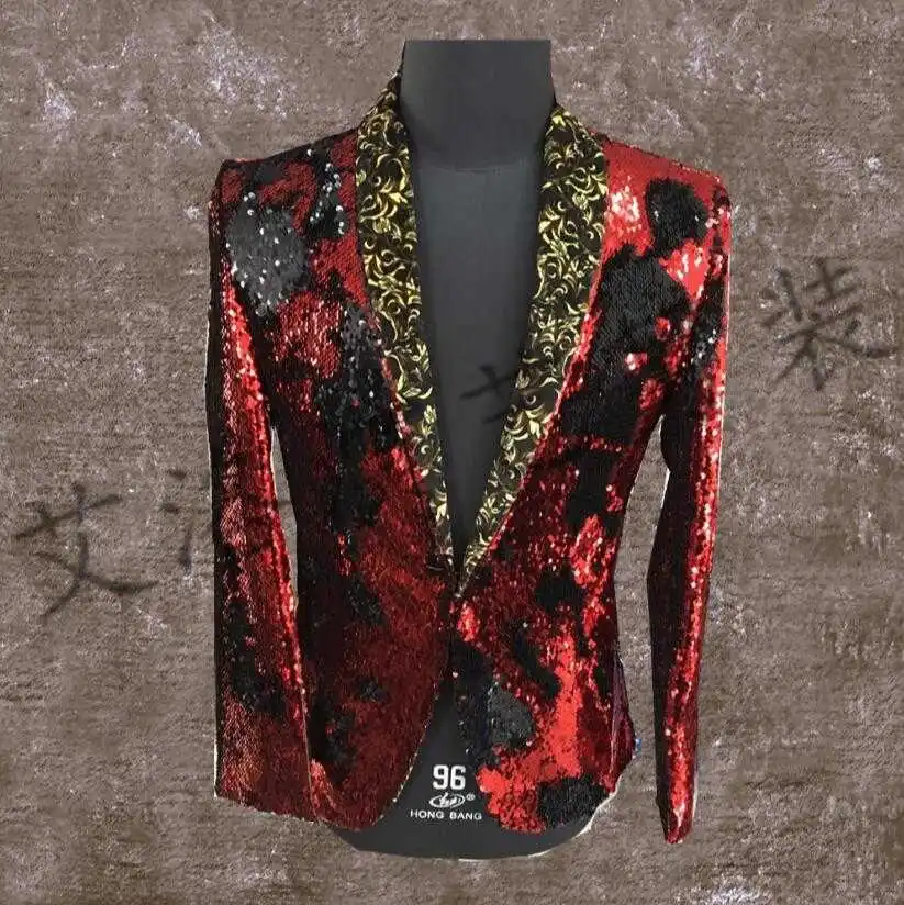 S-5XL Tij Mannen Dubbele Kleur Pailletten Jasje Punk Nachtclub Bar DJ Mode Flip Paillette Blazer Podium zanger kostuums
S-5XL Tij Mannen Dubbele Kleur Pailletten Jasje Punk Nachtclub Bar DJ Mode Flip Paillette Blazer Podium zanger kostuums