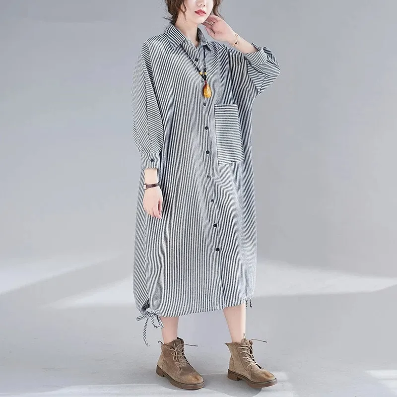Long Sleeve Femmes Cotton Linen Vintage Dresses For Women Casual Loose Woman Spring Autumn Shirt Dress Elegant Clothes
Long Sleeve Femmes Cotton Linen Vintage Dresses For Women Casual Loose Woman Spring Autumn Shirt Dress Elegant Clothes