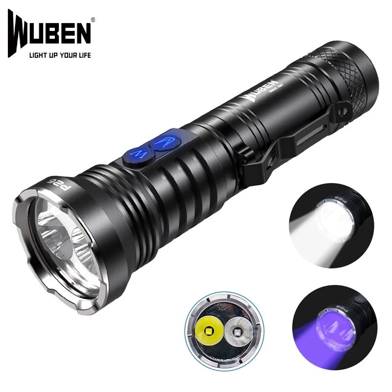 WUBEN P26 LED UV Flashlight 365nm 2 in 1 Ultraviolet Torch 500 Lumens White Light Waterproof Ultraviolet Pet Urine Detector
WUBEN P26 LED UV Flashlight 365nm 2 in 1 Ultraviolet Torch 500 Lumens White Light Waterproof Ultraviolet Pet Urine Detector