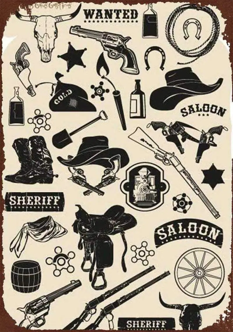 Retro Metal Tin Sign Vintage Cowboy Equipment Aluminum Sign for Home Coffee Wall Decor 8x12 Inch
Retro Metal Tin Sign Vintage Cowboy Equipment Aluminum Sign for Home Coffee Wall Decor 8x12 Inch