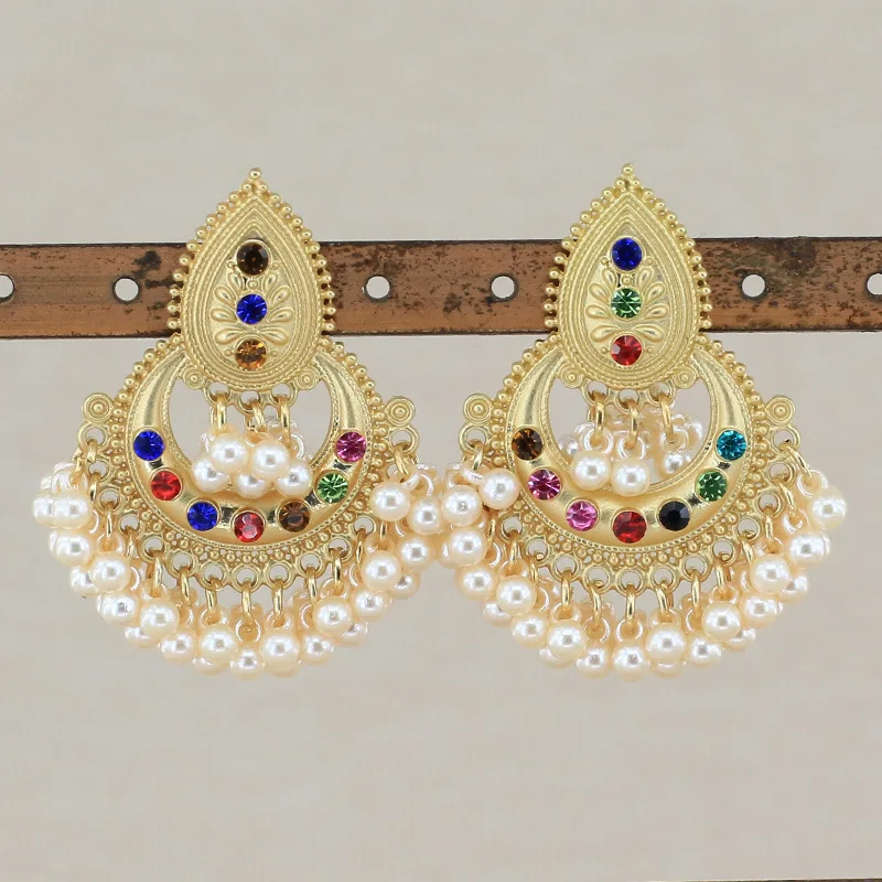 Colorful Beads Tassel Indian Jhumka Earrings For Women Ethnic Vintage Gold Alloy Bollywood Oxidized Bell Pearl Dangle Earrings
Colorful Beads Tassel Indian Jhumka Earrings For Women Ethnic Vintage Gold Alloy Bollywood Oxidized Bell Pearl Dangle Earrings