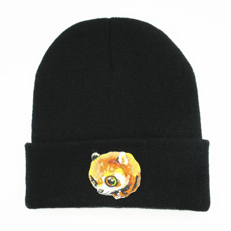 

Cotton coon animal embroidery Thicken knitted hat winter warm hat Skullies cap beanie hat for kid men women 374