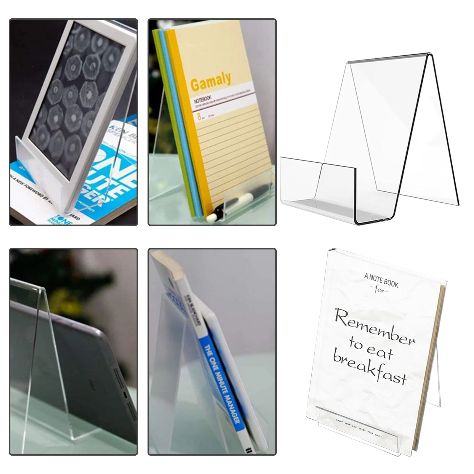 6pcs Acrylic Book Stand Clear Display Easels Clear Book Tablet Holder for Displaying Photos Books Musics Notebooks Craft Artwork
6pcs Acrylic Book Stand Clear Display Easels Clear Book Tablet Holder for Displaying Photos Books Musics Notebooks Craft Artwork