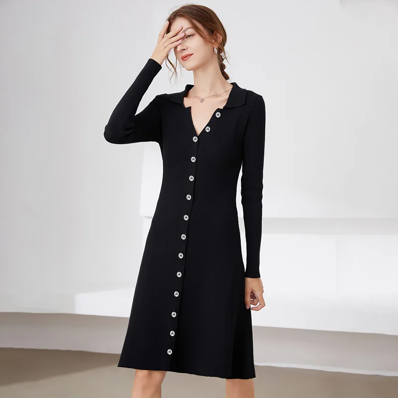 Женское вязаное платье на весну и осень, новая стильная французская юбка-поло средней длины с воротником-поло, трапециевидная юбка, женская одежда
Женское вязаное платье на весну и осень, новая стильная французская юбка-поло средней длины с воротником-поло, трапециевидная юбка, женская одежда