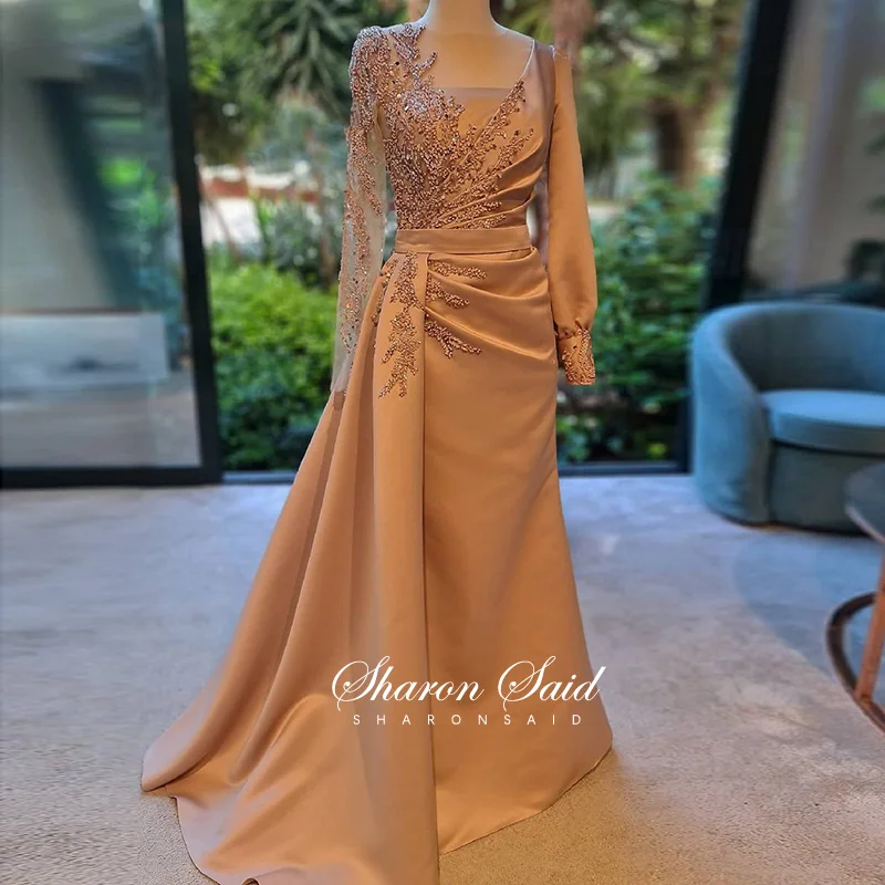 Rose Gold Long Sleeves Muslim Evening Dresses for Women Wedding Guest Party Gowns Bead Mermaid Arabic Dubai Formal Dinner Dress
Rose Gold Long Sleeves Muslim Evening Dresses for Women Wedding Guest Party Gowns Bead Mermaid Arabic Dubai Formal Dinner Dress