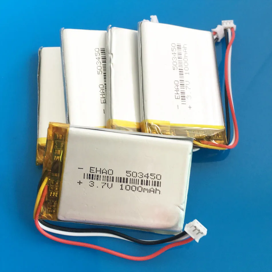 5pcs JST 1.5mm 3pin plug 3.7V 1000mAh Polymer Lithium Lipo Rechargeable battery 503450 for smart phone DVD mp3 Led Lamp camera
5pcs JST 1.5mm 3pin plug 3.7V 1000mAh Polymer Lithium Lipo Rechargeable battery 503450 for smart phone DVD mp3 Led Lamp camera