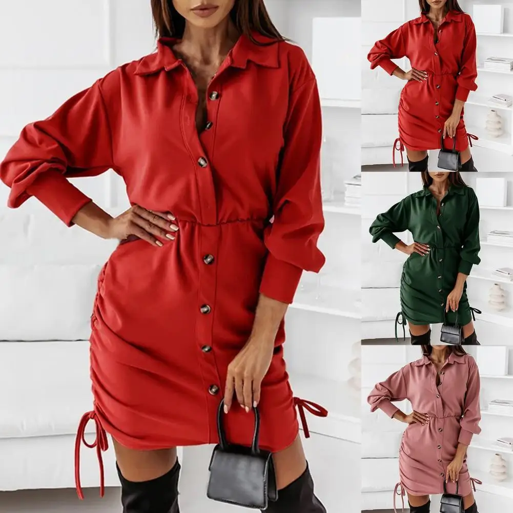 Women's Dress Turn-down Collar High Waist Comfy Solid Color Dress Single-breasted Shirt Dress Autumn Plus Size Women Clothing
Women's Dress Turn-down Collar High Waist Comfy Solid Color Dress Single-breasted Shirt Dress Autumn Plus Size Women Clothing