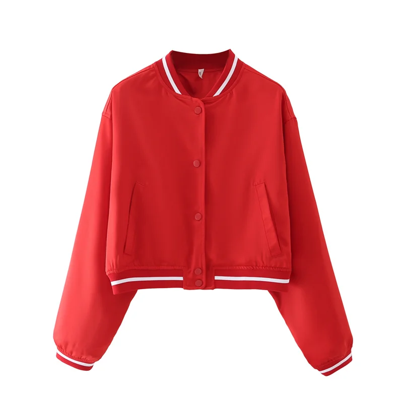 MESTTRAF Women 2021 Fashion Ribbed Trim Small Stand Collar Baseball Jacket Vintage Long Sleeve Single-Breasted Coats Streetwear
MESTTRAF Women 2021 Fashion Ribbed Trim Small Stand Collar Baseball Jacket Vintage Long Sleeve Single-Breasted Coats Streetwear