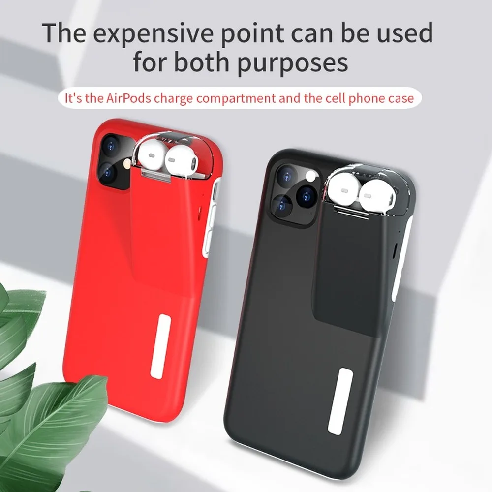 Fashion 2 In1 Case for IPhone 11 Pro Max Coque Xs XR X 8 7 Plus Cover Apple AirPods 1/2 with 200Mah Battery Charging Box | Мобильные