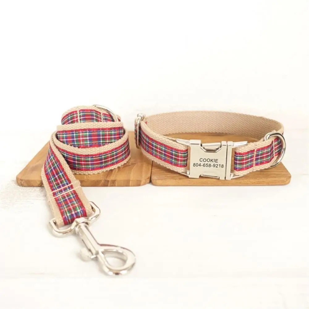 Free Engraving Pet Collar Customized Nameplate ID Tag Adjustable Red Scottish Plaid Cat Personalized Dog Collars Lead Leash Set
Free Engraving Pet Collar Customized Nameplate ID Tag Adjustable Red Scottish Plaid Cat Personalized Dog Collars Lead Leash Set