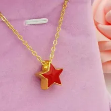 Top Quality Pure Gold Color Necklace for Women Fashin Love Chokers Red Star Custom Necklace Dainty Pendant Statement Couple Gift