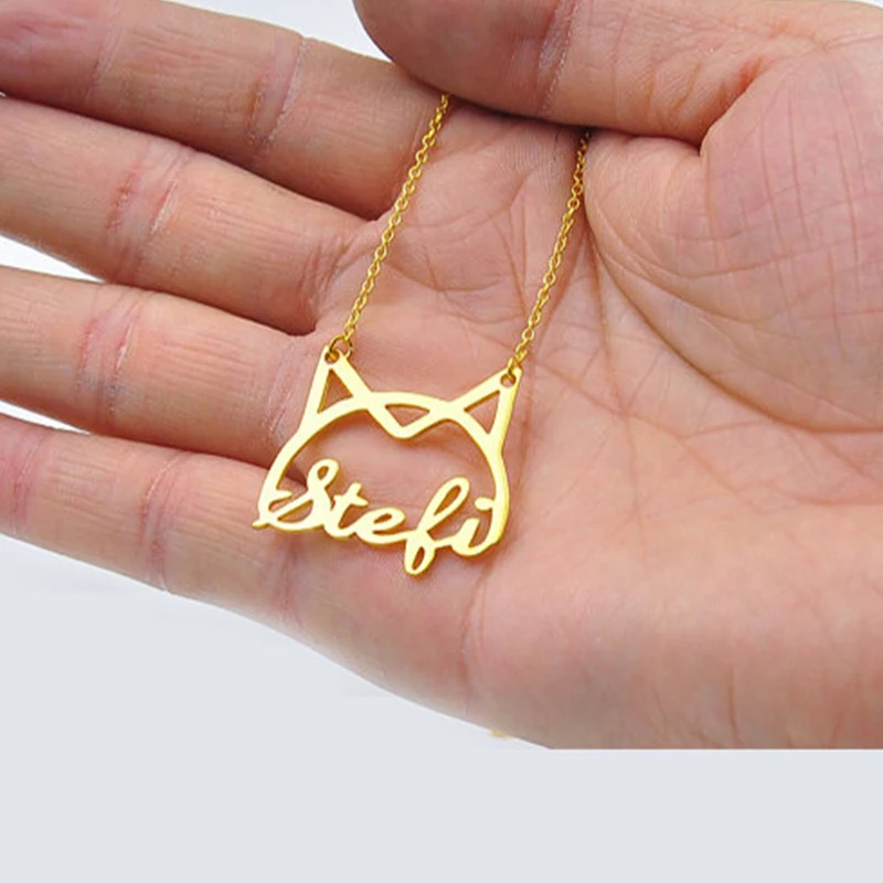 Custom Name Necklace With Cat Ears Letters Stainless Steel Gold Color Nameplate Pendent Personalized Women Jewelry Holiday Gift
Custom Name Necklace With Cat Ears Letters Stainless Steel Gold Color Nameplate Pendent Personalized Women Jewelry Holiday Gift