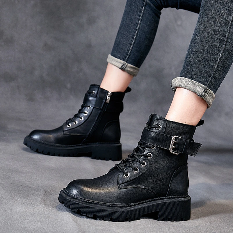 ANNYMOLI Genuine Leather Motorcycle Boots Winter Women Shoes Platform Thick Heel Lace Up Boots Round Toe Med Heel Autumn Boots
ANNYMOLI Genuine Leather Motorcycle Boots Winter Women Shoes Platform Thick Heel Lace Up Boots Round Toe Med Heel Autumn Boots